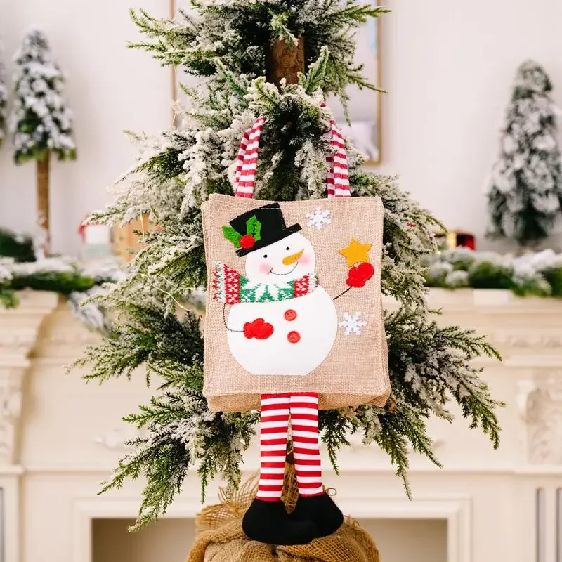 Cartoon Christmas Gift Bag Santa Claus Snowman Bag Christmas Tree Ornament Decorations Xmas New Year Gift Wrapper