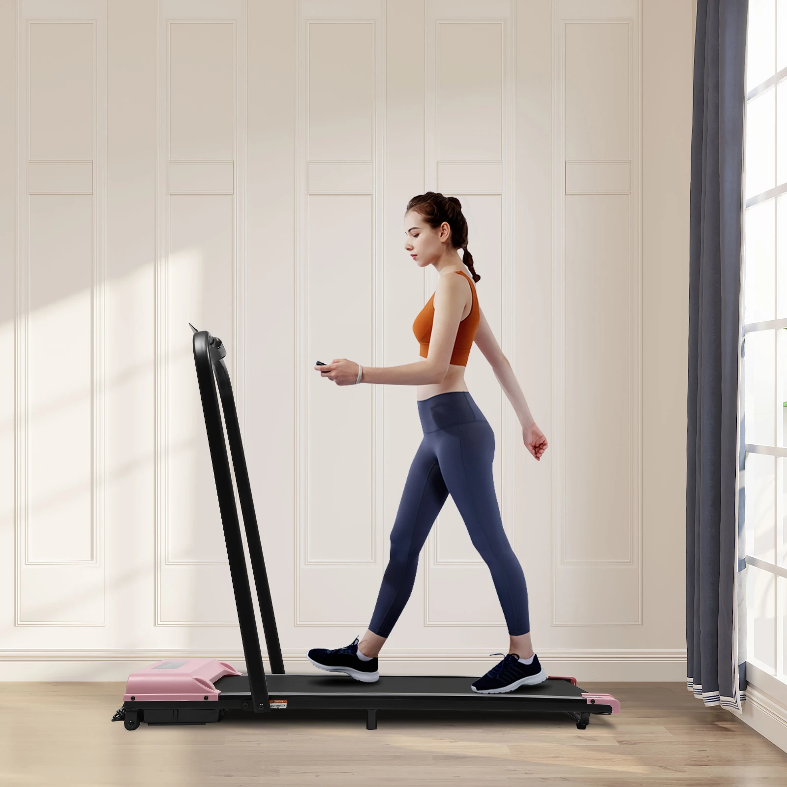 2 in 1 Folding Treadmill Under Desk Electric Treadmill with Remote Control and LED Display Walking Jogging for Home Office