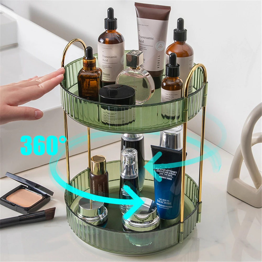 Rotating Makeup Organizer for Vanity 3 Tier, High-Capacity Skincare Clear  Make Up Storage Perfume Organizers Cosmetic Dresser Organizer Countertop  360