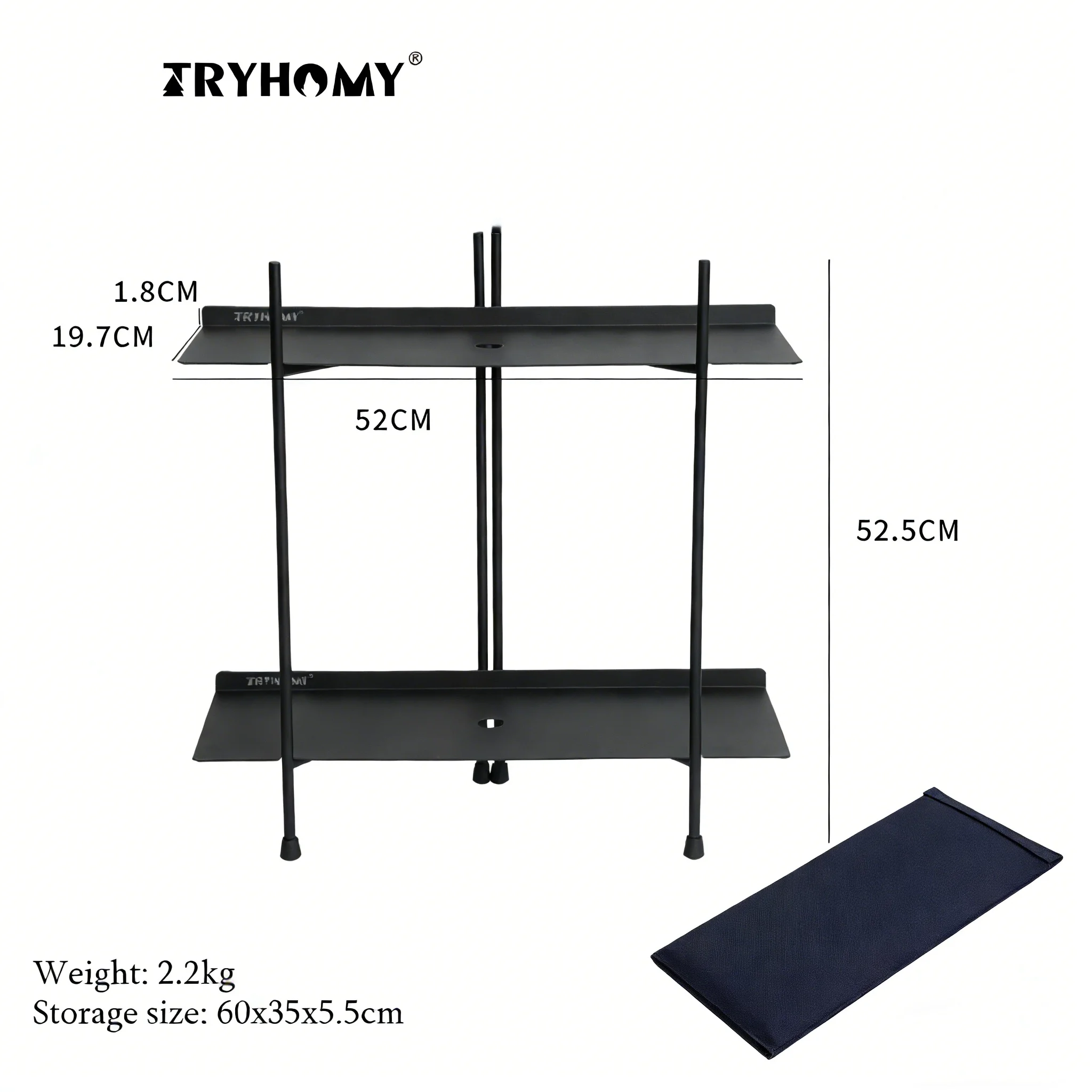 Camping Folding Shelf Stainless Steel Outdoor Portable Storage Shelf Lightweight Storage Rack 10 Sceonds Quick Assembly