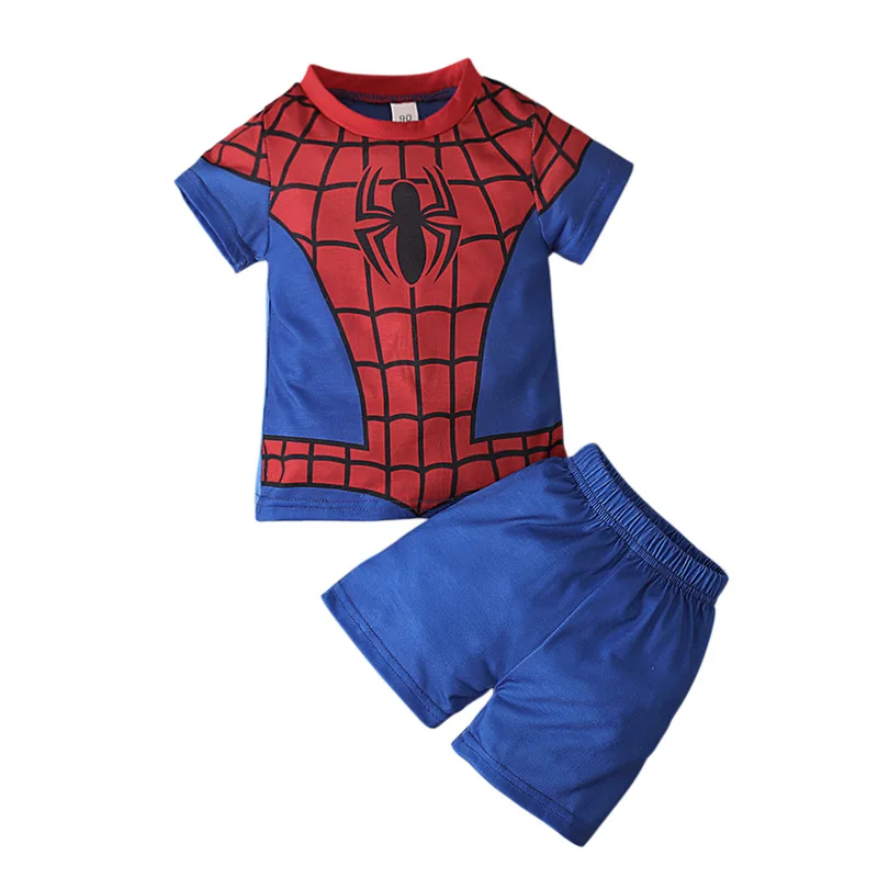Spiderman Pajamas Set for Boys Avengers Superhero Captain America Cosplay Homewear Tops Shorts Suit Halloween Sleepwear