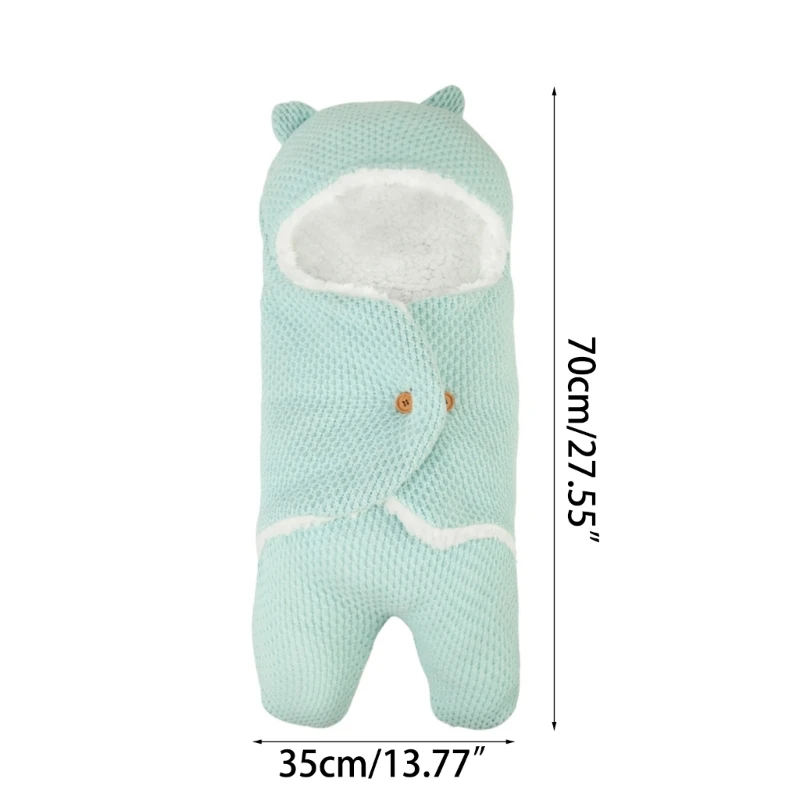 Winter Thicken Warm Newborn Sleeping Bag Soft Fleece Lining Baby Blanket Wrap Envelope Sleepsack for 0-3M Baby Stroller Cocoon