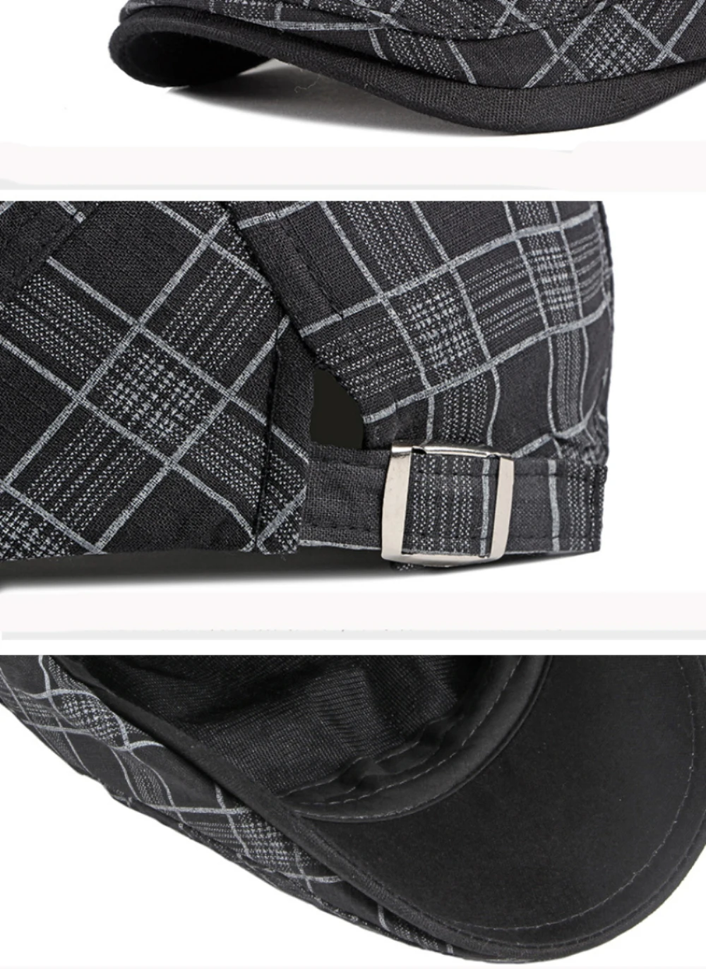 HT3013 Baskenmützen für Herren und Damen, Vintage Karierte Künstler-Baskenmütze, Unisex Ivy Flat Cap, Frühling Sommer Verstellbare Baskenmützen – Detail 9