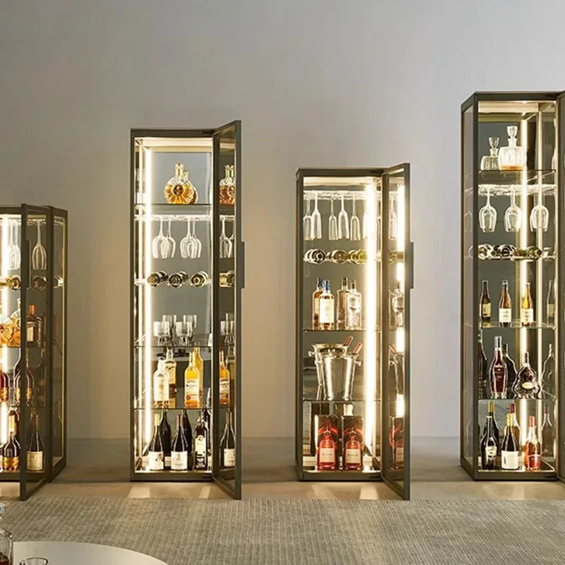 Drinks Cabinet Wall Bar Whiskey Wine Refrigerator Nordic Iron Open Cabinets Luxury Full Kitchen Showcase Vitrine Furniture Rack