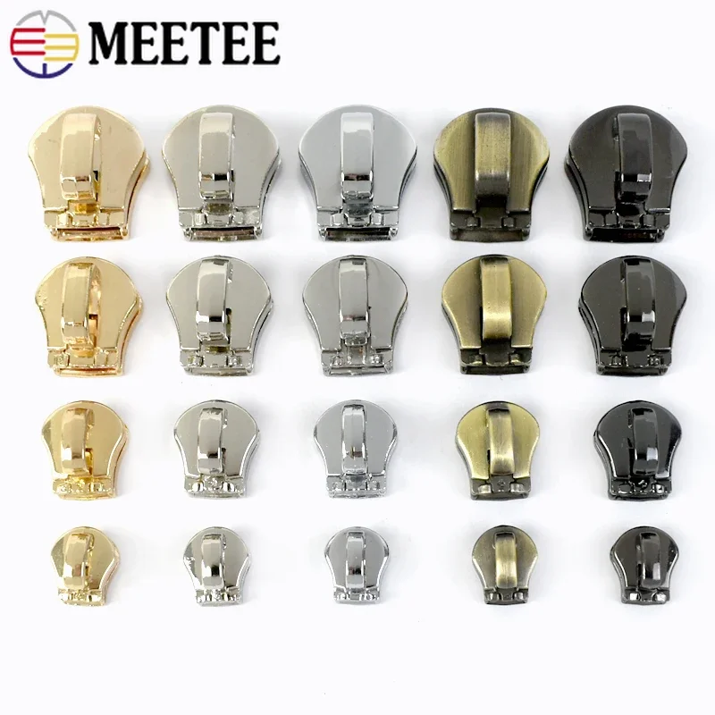 50/100Pcs Meetee 3# 5# 8# 10# Metal Zipper Head Pull Slider Zip Lock Bag Luggage Garment DIY Repair Kit Hardware Accessories