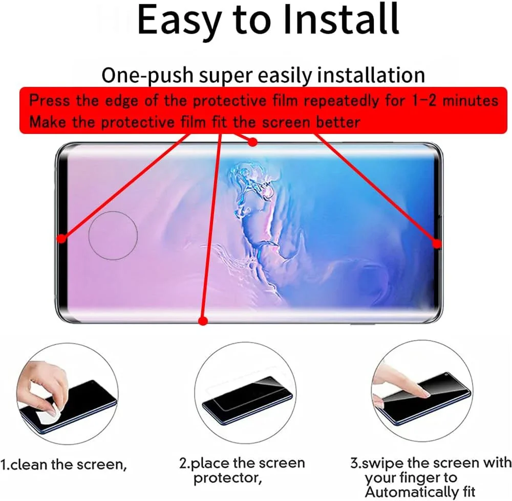 3D Curved 9H Tempered Glass Screen and Camera Lens Protector