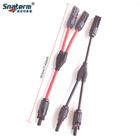 Adaptateur de branche PV Y T, connecteur de câbles de panneau solaire avec câble solaire 4 mm2 1000V 30A pour boîte de combinaison pv Stecker 2 en 1 sortie 2