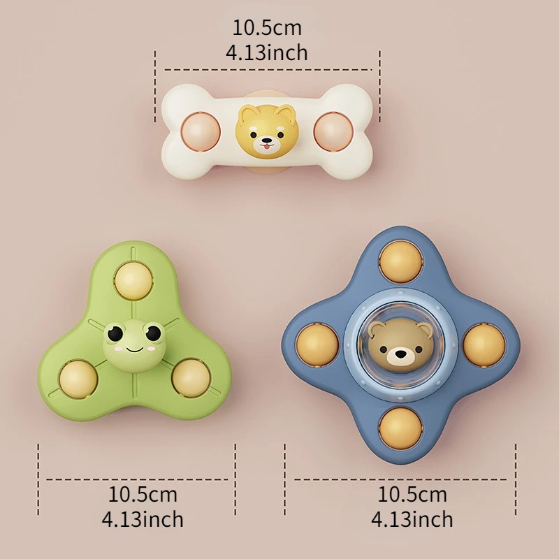 1pc Baby Bath Toys Funny Bathing Sucker Spinner Suction Cup Cartoon Rattles Fidget Educational Toys For Children Boys Gift 3