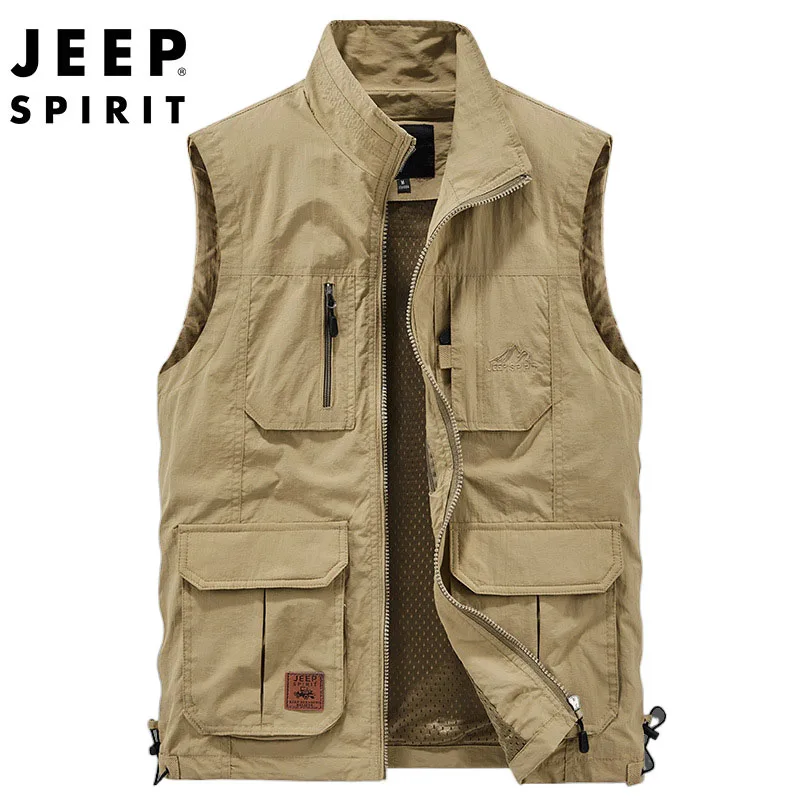 JEEP SPIRIT men outdoor fishing loose fashion thin vest