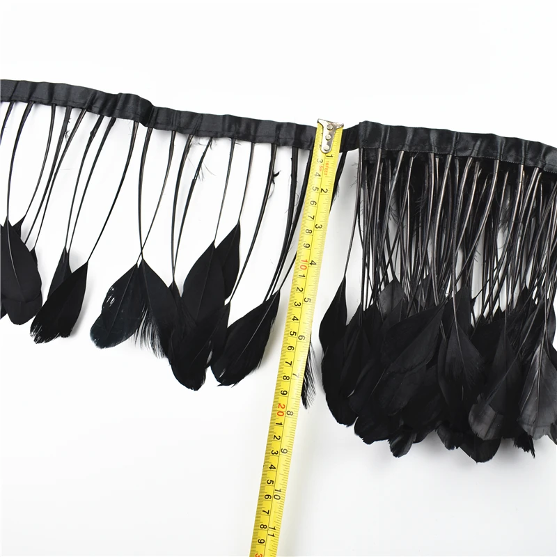 Ostrich Feathers Mixed Color Feathers Pheasant Feathers Goose Feathers Craft Feathers Natural Feathers Turkey Feathers 1Meter White Black Pheasant Feathers for Clothes Feather Trim Needlework Tape Fluffy Turkey Ostrich Goose Marabou Fringes Sewing
