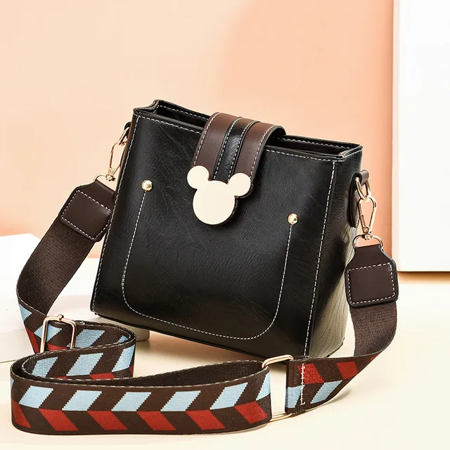 Disney's new Mickey mouse bucket women's shoulder messenger handbag fashion travel shopping bag girl mobile phone bag