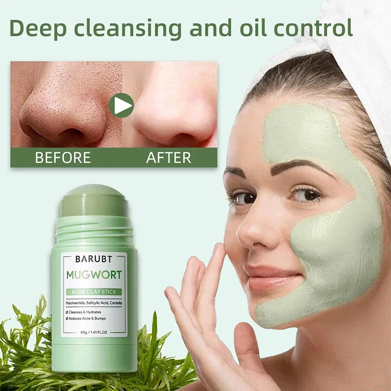 Alaska Volcano Mask Mugwort Cleansing Mask Stick Shrink Pores Acne Deep Blackhead Remover Facial Cleansing Moisturizing Mask 40g - Image 2