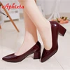 Aphixta 5cm Square Heels Patent Leather Red Pumps Shoes Woman Classics Pointed Toe Dress Official Pumps Party Plus Size 49 50 5
