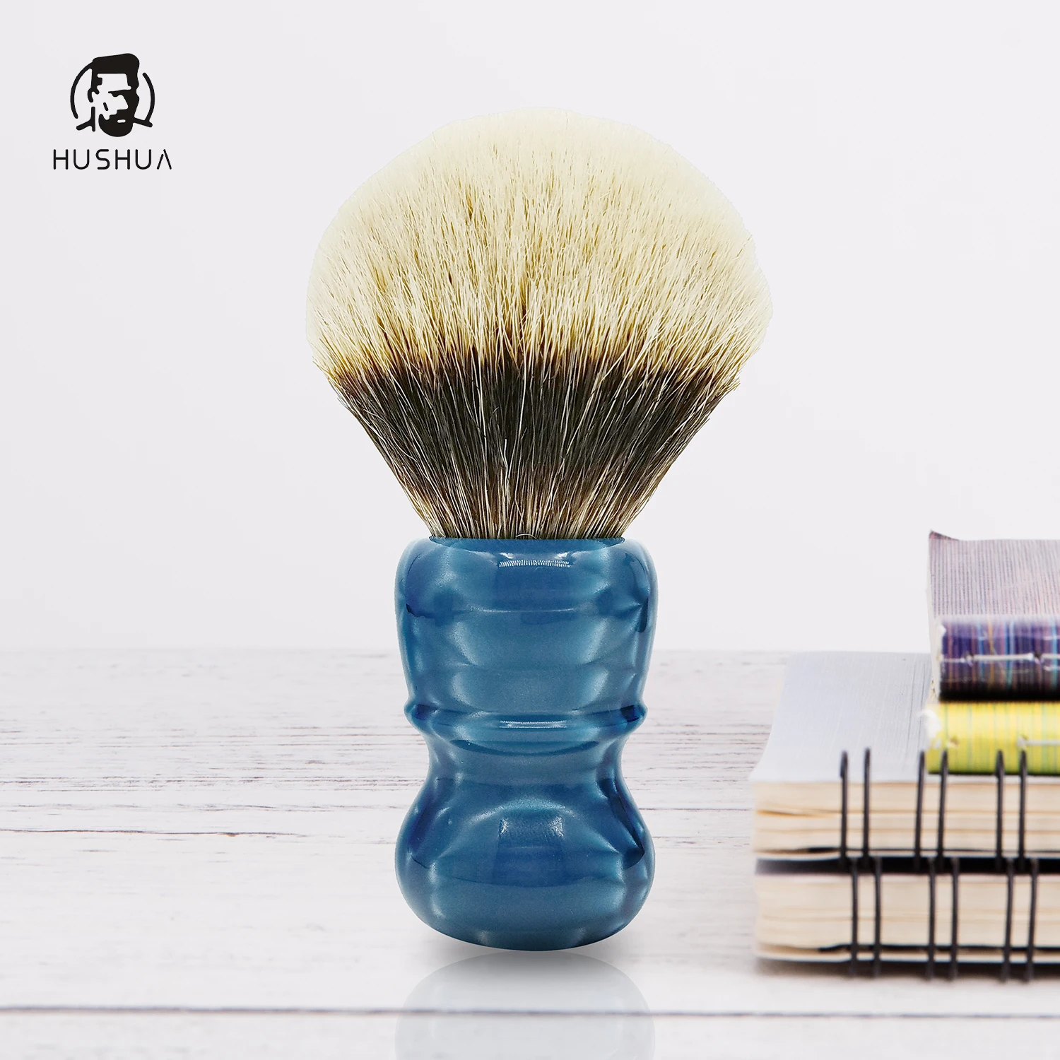 GDMG Sea Blue Dragon Scale Pattern Handmade Shaving Brush, Can Be Customized Service Logo Pattern And Size