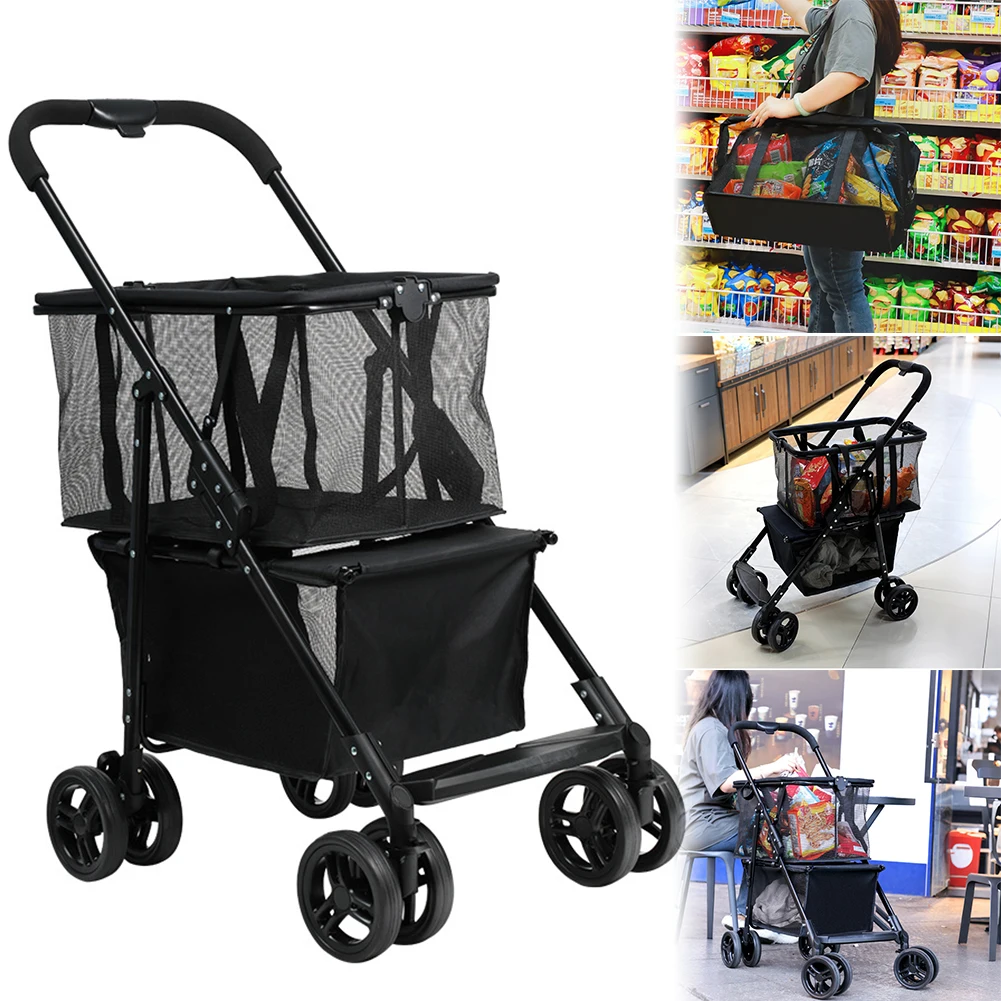 Foldable Shopping Cart Multifunctional Portable Grocery Cart