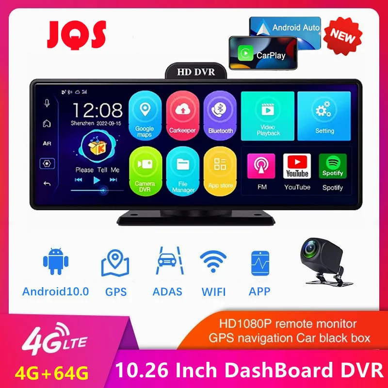 

10.26 Inch Car Dvr Camera On Dashboard FHD Android Dash Camera With GPS WiFi Rearview Mirror Digital Video Recorder Dual Lens