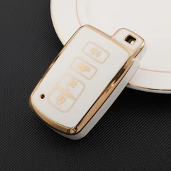 Enhanced Car Key Case Cover with Smart Control Holder and Keychain (White key case)
