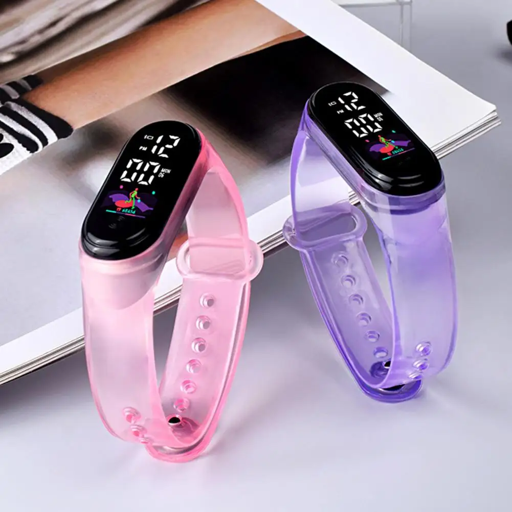 Dropshipping!! Electronic Bracelet Transparent Strap Waterproof LED Girls Boys Sports Digital Watch Christmas Gifts for Outdoor