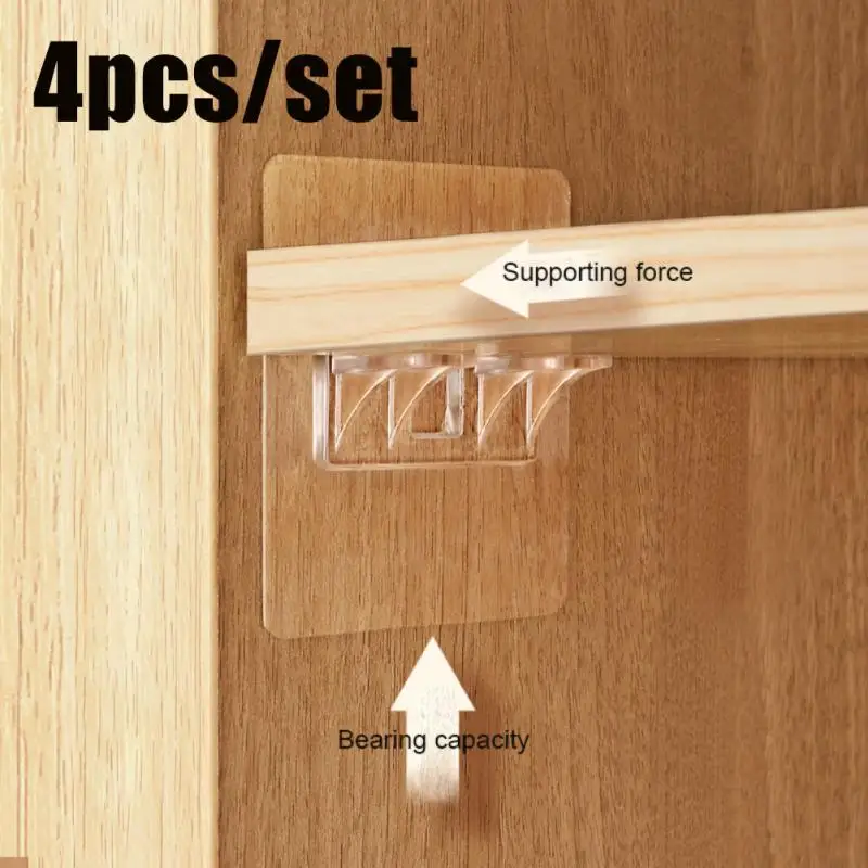 4pcs Closet Shelf Support Adhesive Pegs Strong Partition Bracket For