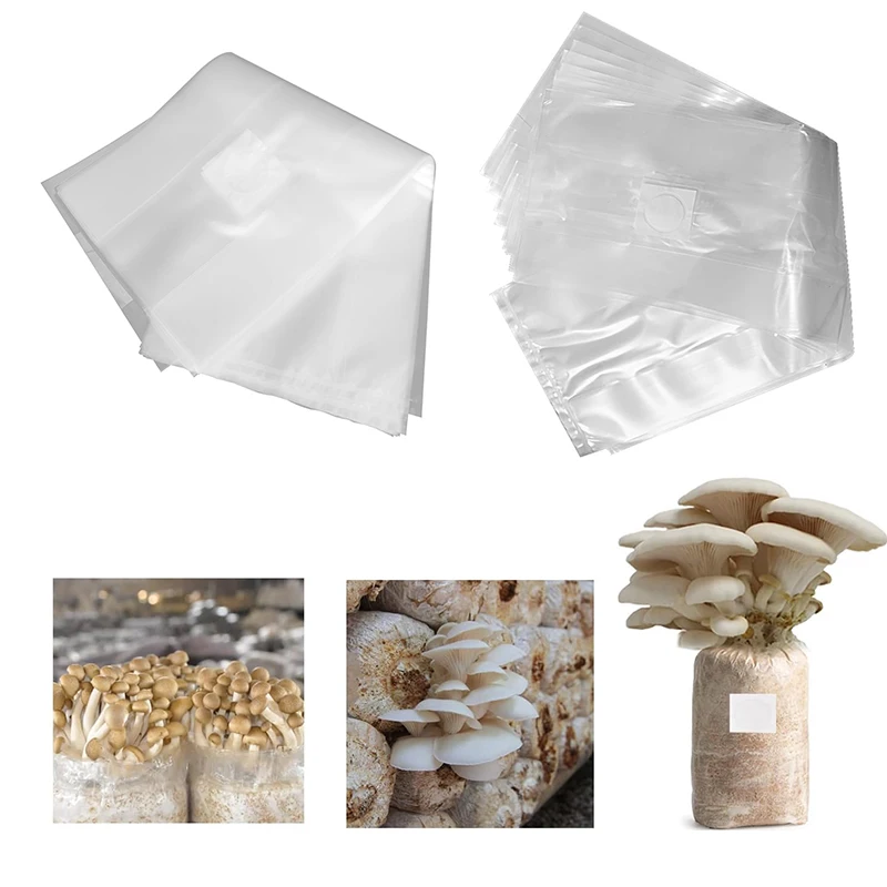 10 Stück Pilz-Spawn-Wachstumsbeutel, PP-Substrat, hohe Temperatur, vorverschließbar, Gartenbedarf für Pilzpflanzung, belüftende Beutel – Detail 6