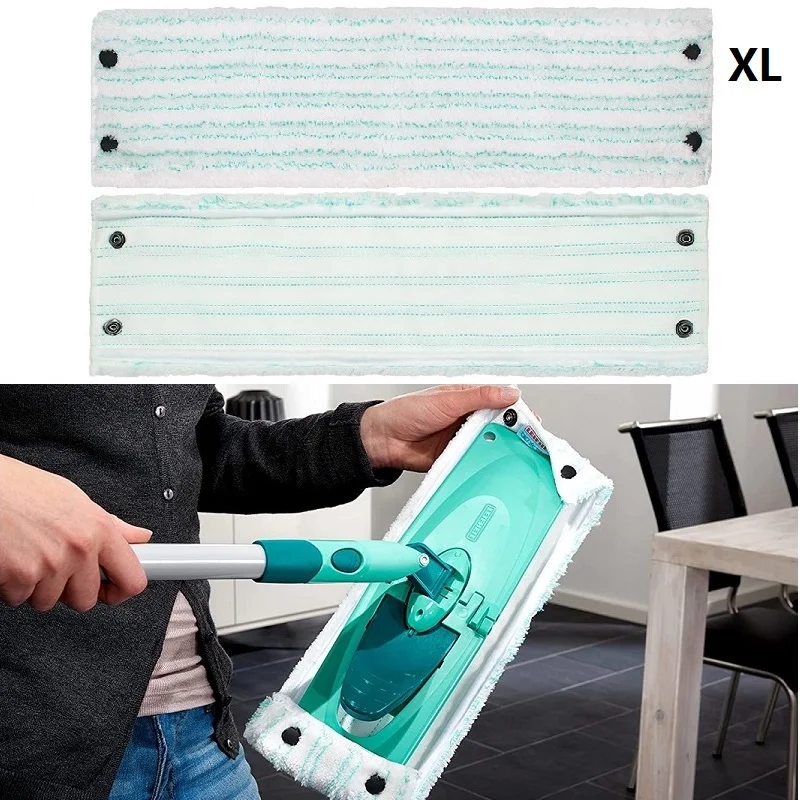 2pcs Mop Flat Pads for Leifheit Clean Twist XL MicroDuo Dry and Wet Cleaning 48.5x15cm, microfiber mop pad