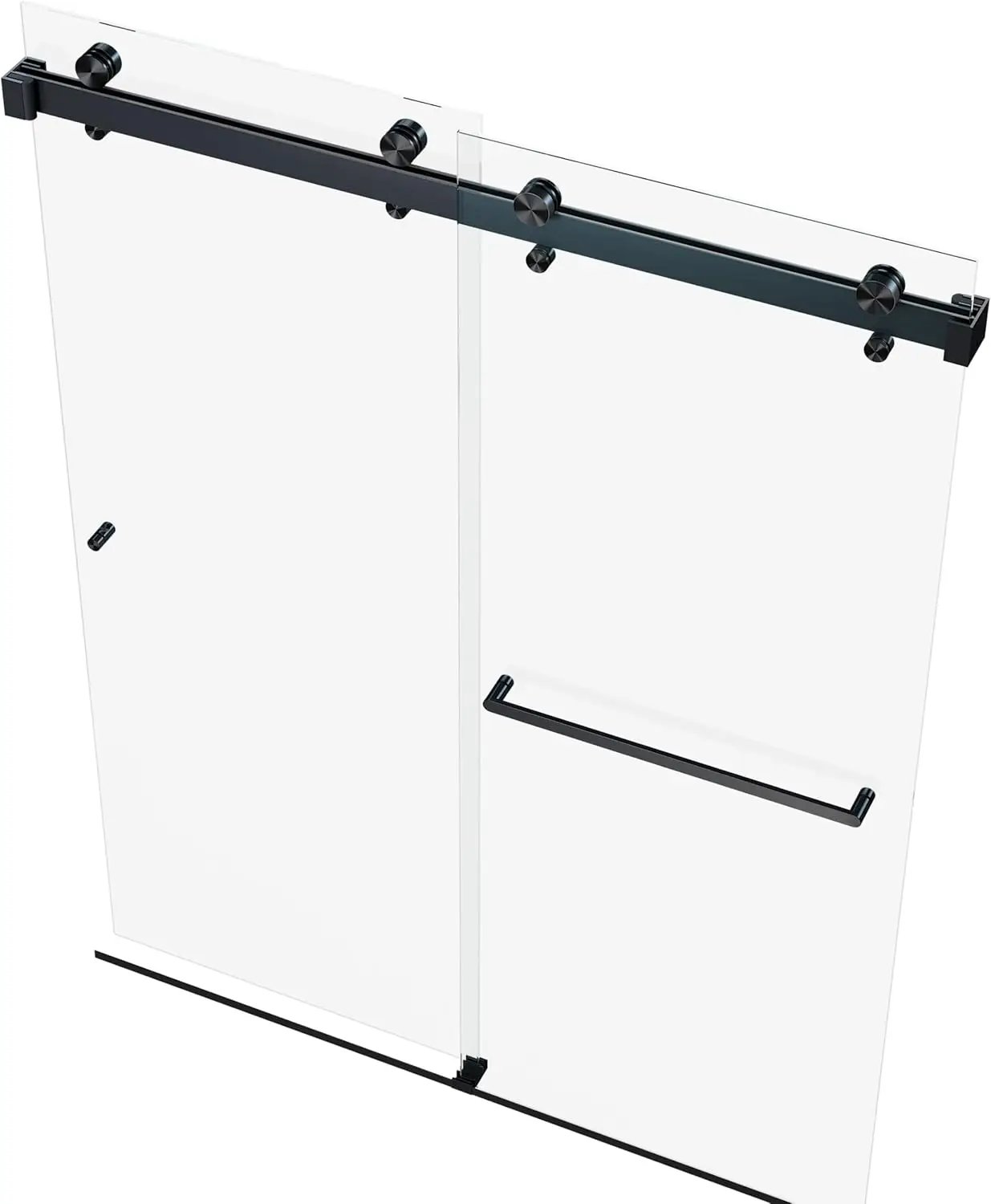 Rameless Shower Door , 200 56.5-60" W x 78" H Twinglide Frameless Shower Door w/ 3/8" Clear Tempered Glass (Matte Black) 3