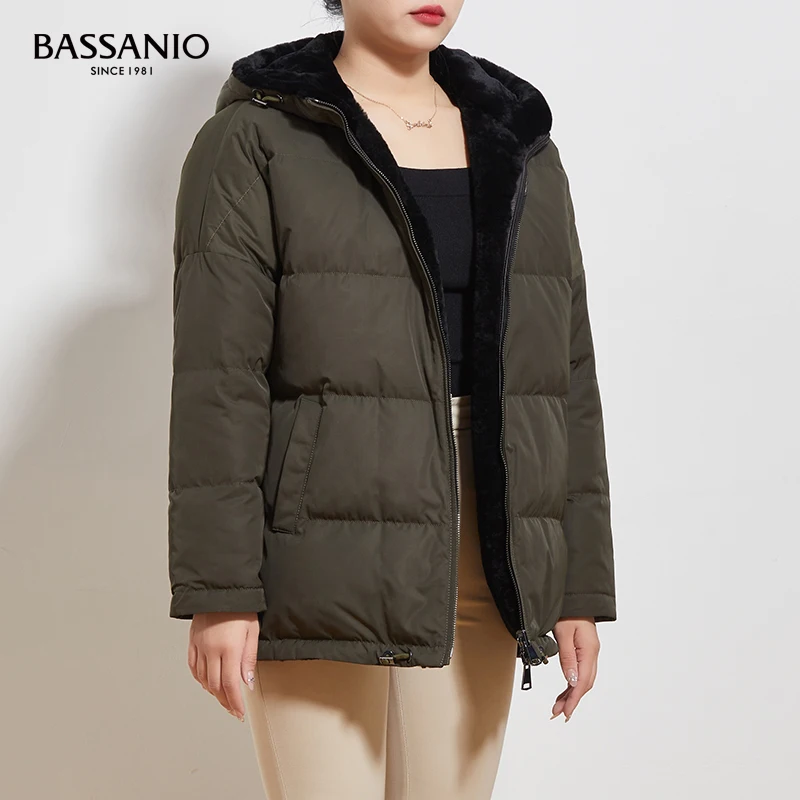 Reversible Winter Warm Long Outwear White Duck Down Coat Women Sheep Fur Coat