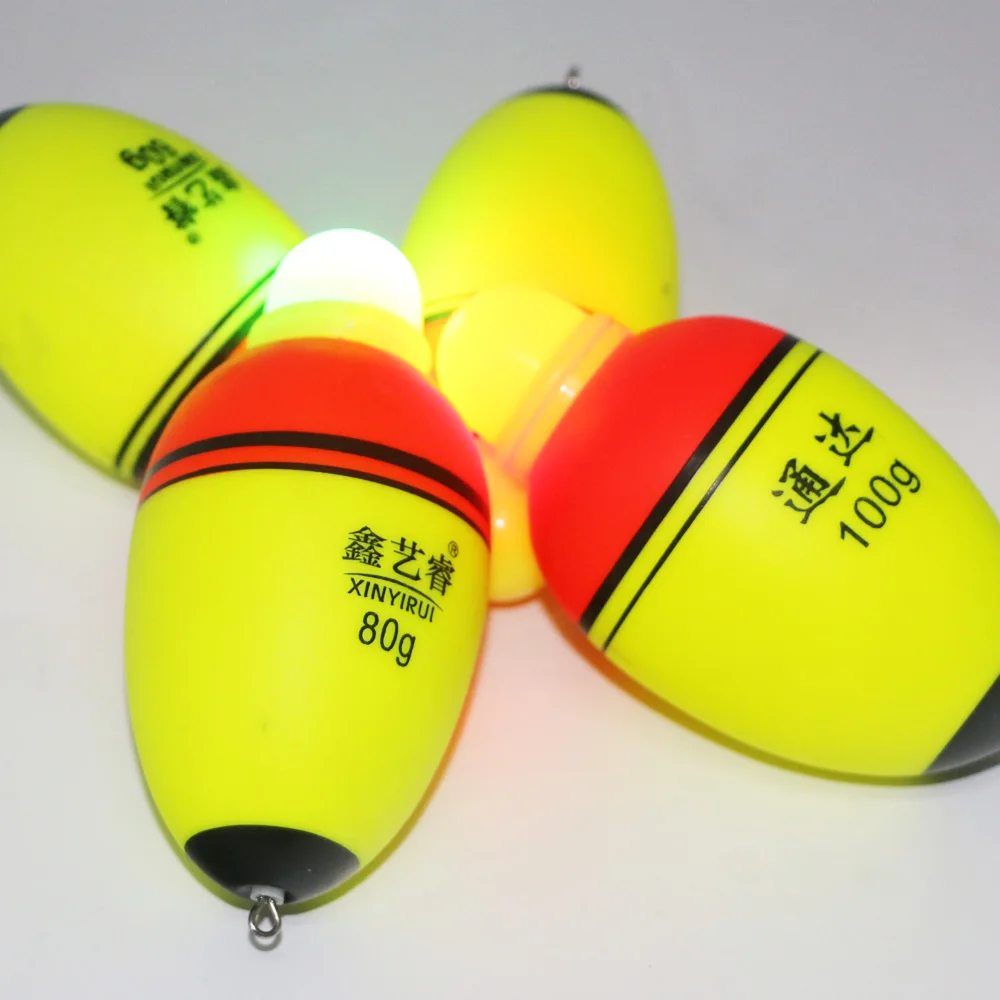2Pcs 20-100g LED Electronic Light Floating Saltwater Sea Rock Fishing  Floats Luminous Night Fish Buoys Tackle Accessories