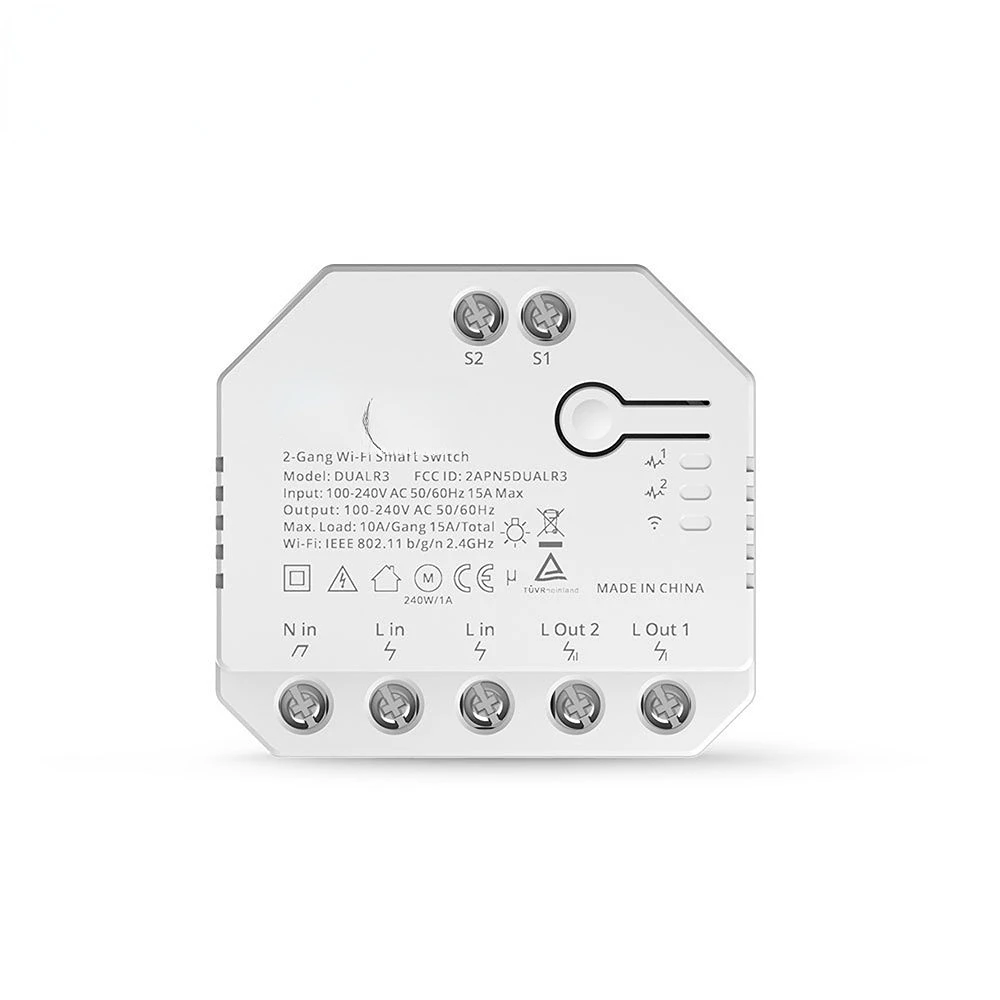 

Dualr3 Easy Micro-Connected WiFi Intelligent Switch Module Dual-Channel Dual-Control Shutter Power Remote Detection