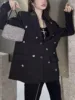 Women Casual Blazer Jacket With Letter Embellishment Design Spring Autumn New Long Sleeve Single Breasted Loose Suit Coat Female 3