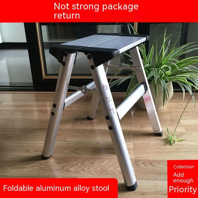 Piattaforma In Alluminio Strumento A 2 Gradini Scala Pieghevole Carico Massimo 150Kg Sicurezza Antiscivolo Fronte-Retro Con Scale Spesse