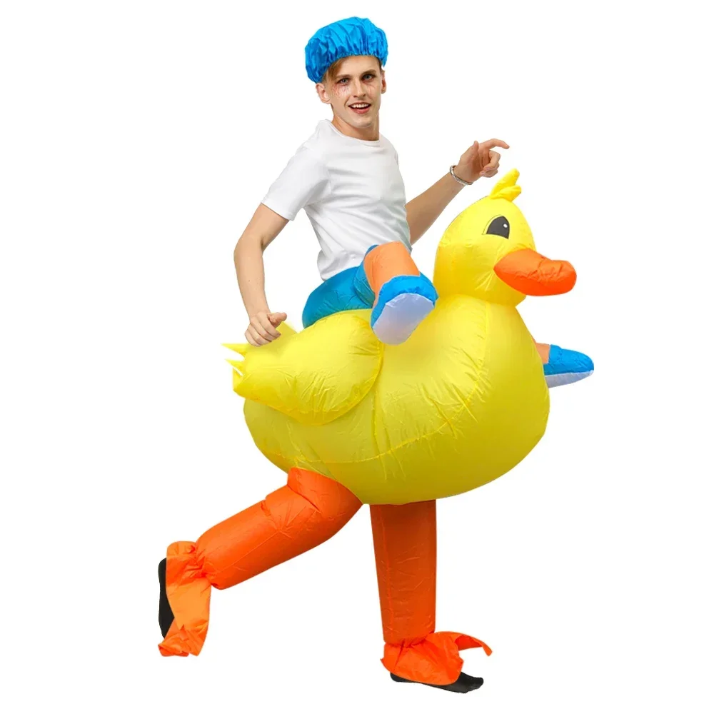 

Adults Kids Fun Games Holiday Parties Kindergarten Activities Cos play Cartoon Mascot Ride-On Inflatable Yellow Duck Costume