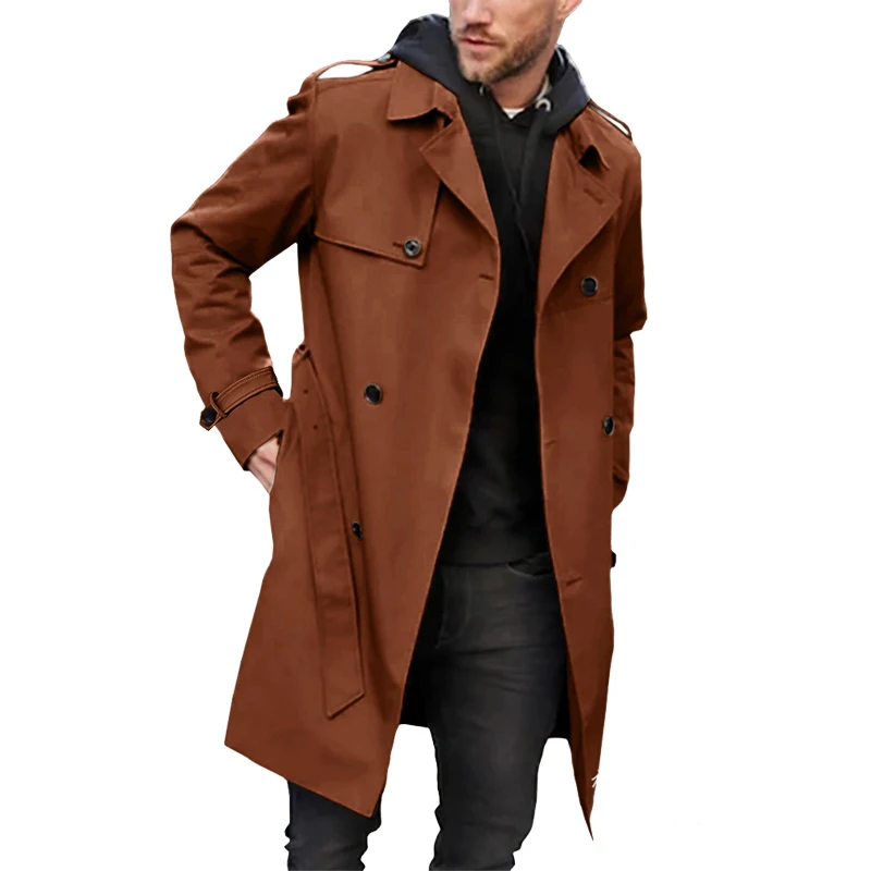 Men Fashion Windbreaker Winter Long Jacket Coats Casual Outerwear Classic Overcoats Pocket Jackets Coat Man Clothes Streetwear