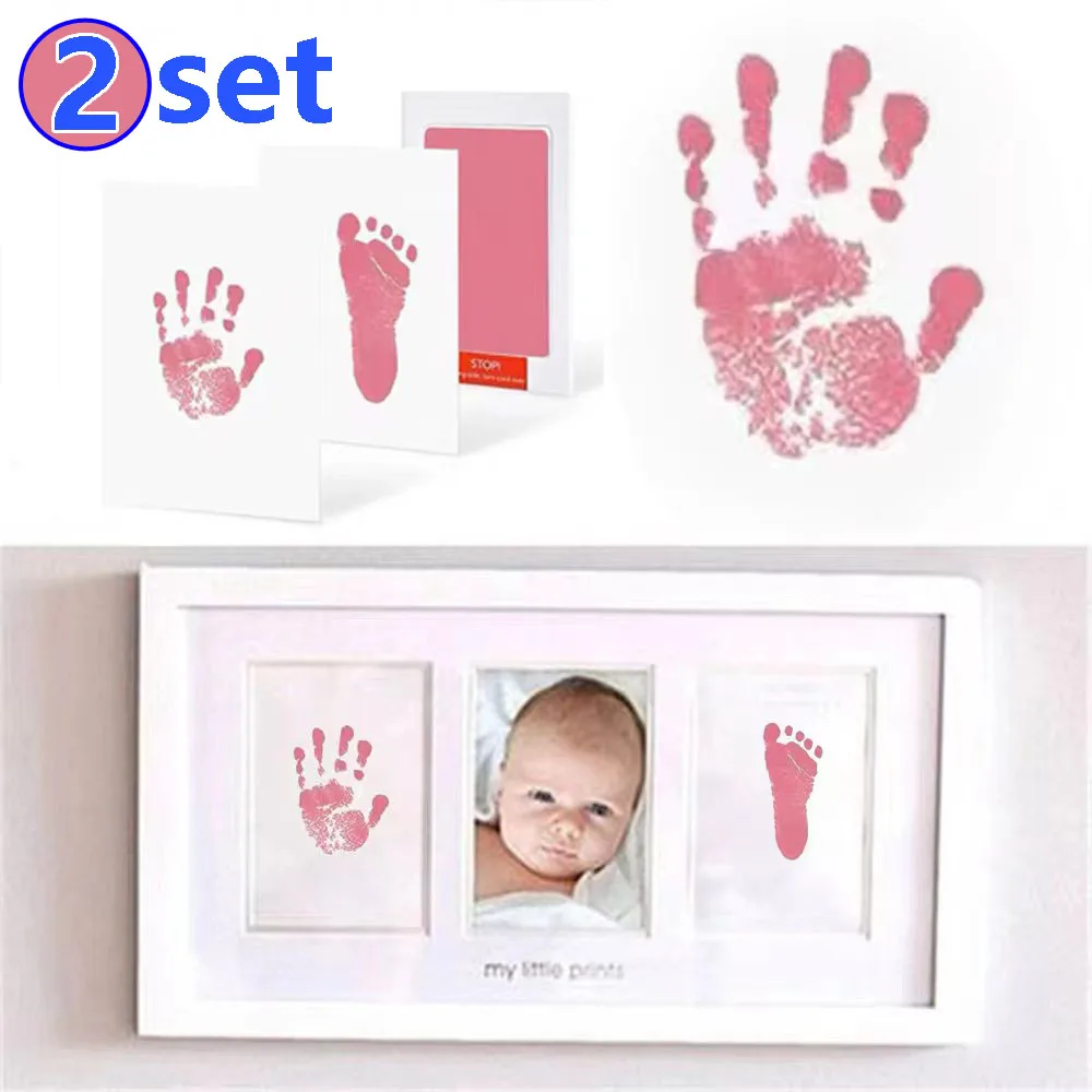 Pet Dog Footprint Handprint Pad 2set Non-toxic Printing Pad Pet Footprint Baby Hand and feet Print Paw Shower Gift