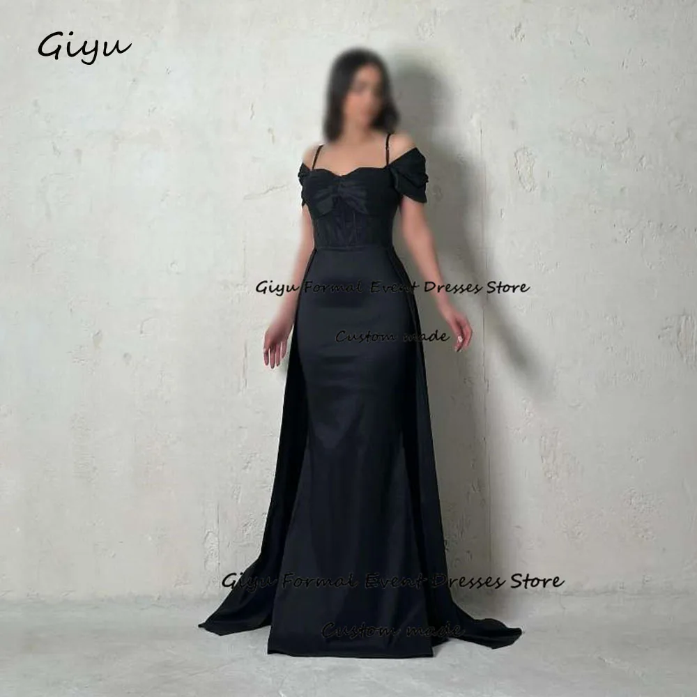 Giyu Elegant Bow Evening Gown Dress Spaghetti Strap Floor-Length Vestidos De Noche Elegantes 2024 Wedding Party Dress