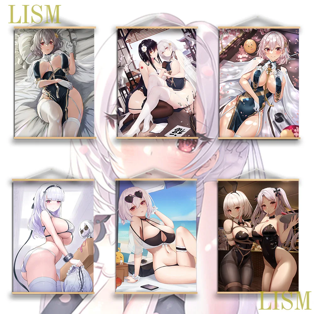 

Hot Cute Anime Games Azur Lane Sirius HD Anime manga wall Poster solid wood hanging scroll with canvas painting