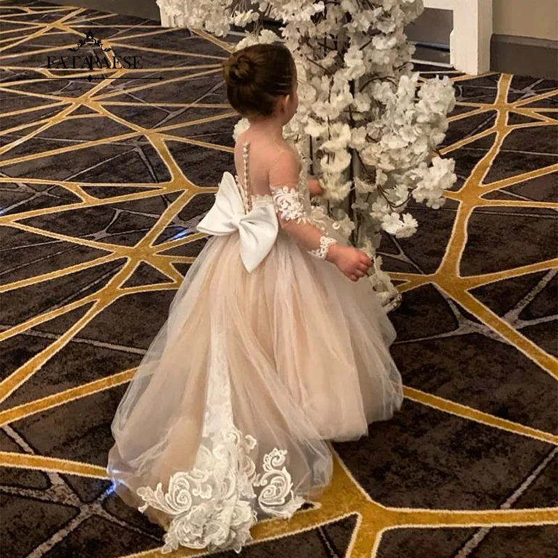 Christmas Flower Girl Dresses Children's First Communion Princess Dress for Kids Ball Gown Wedding Parti שמלה לילדות flower girl dresses floral appliqu&eacute; dress girls dresses