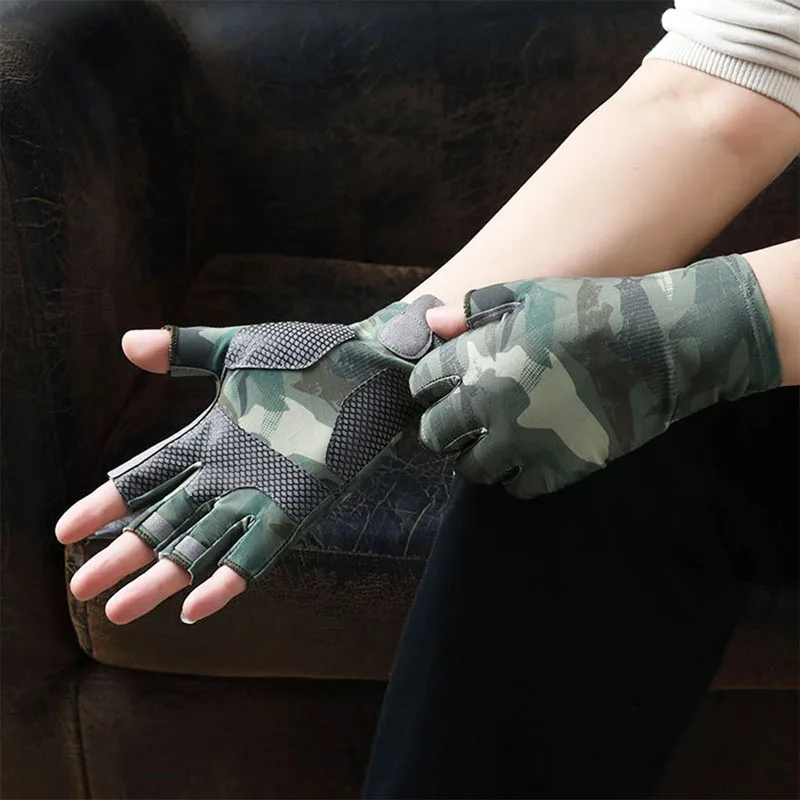 Fishing Gloves Summer Men Women Ice Silk Sun Protection Non-slip Sea Fishing Half Finger Gloves Thin Cycling Fingerless fingerless gloves fishing gloves