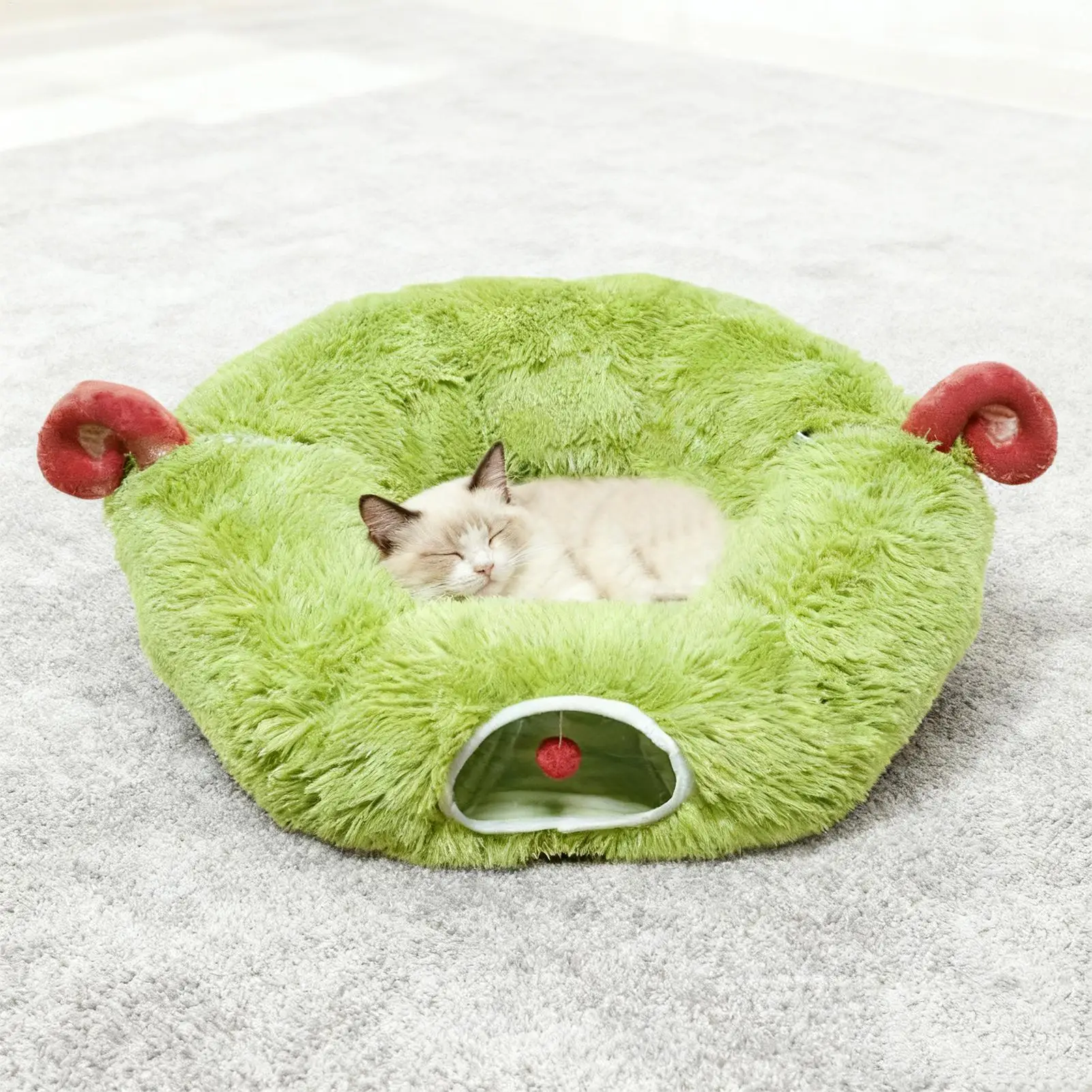 Cat Tunnel Bed Washable Christmas Tree Skirt Donut Cat Cave Bed Christmas Tree Skirt For Kitten Puppy Small Dog Bunny Pet Ferret