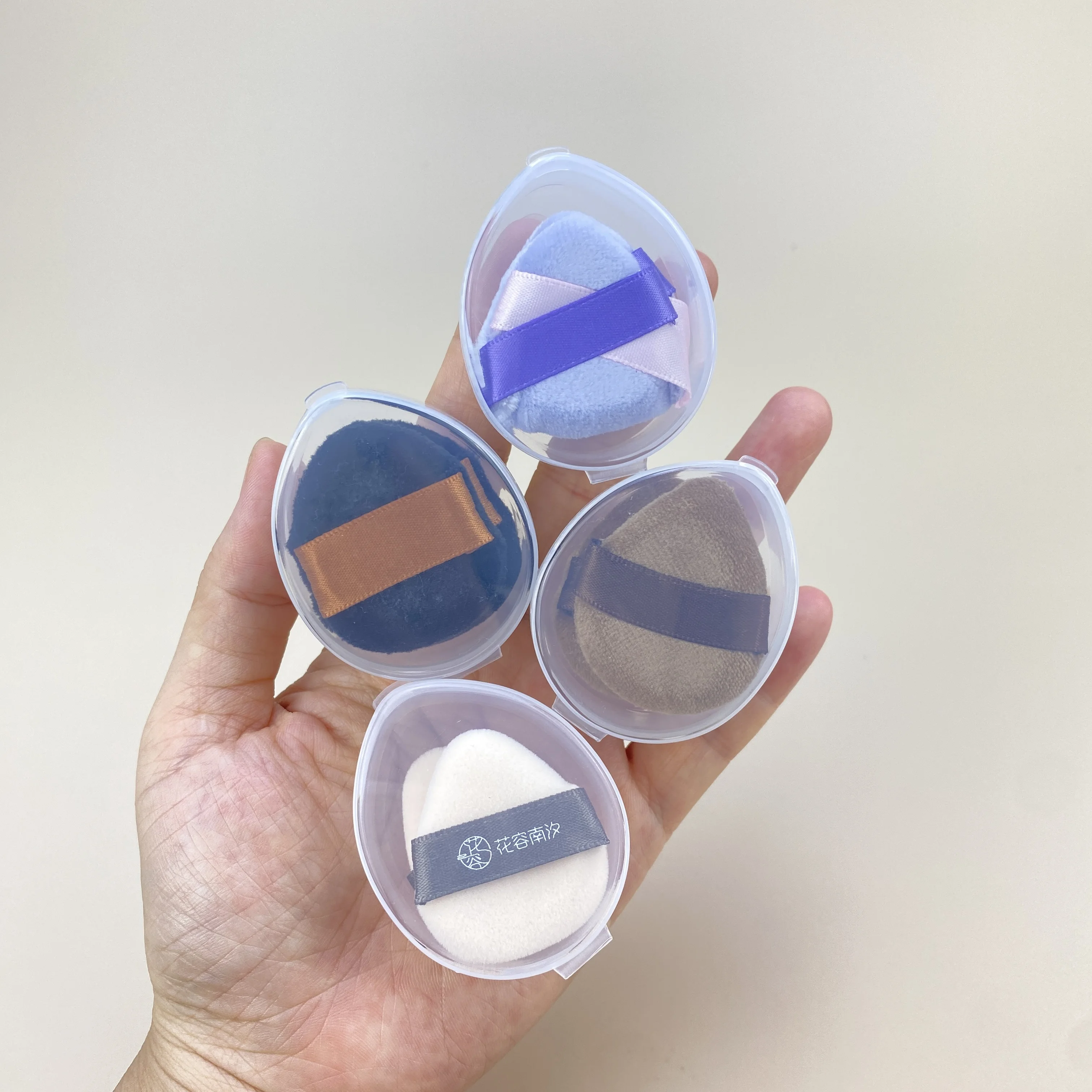 Mini thumb flocking powder puff set makeup blusher powder puff free box 2