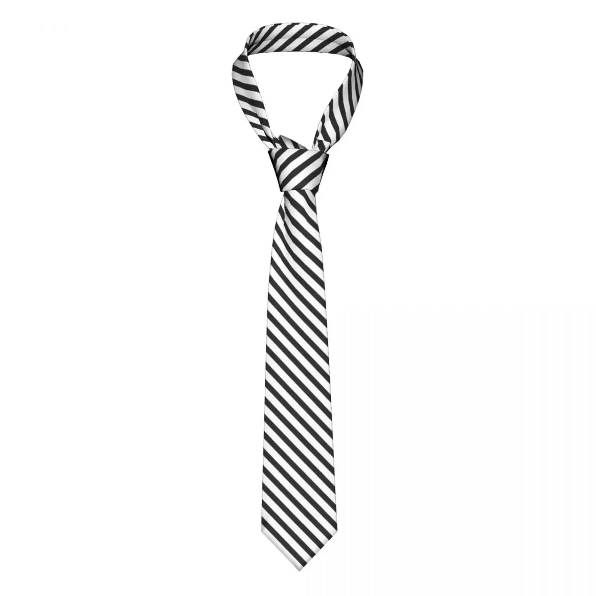 

Mens Tie Classic Neckties Black White Stripe Narrow Collar Slim Casual Tie Accessories Gift