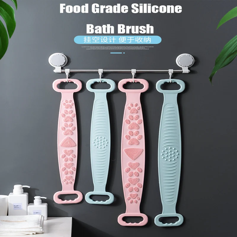 

Silicone Body Scrubber Massage Brush Scrub Exfoliating Brush Belt Back Body Cleaner Cleaning Strap Bathing Tools