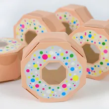 

10pcs Donut Hexagon Candy Cookie Boxes Kids Favors Gift Packaging Box For Wedding Birthday Holiday Party Decoration Baby Shower