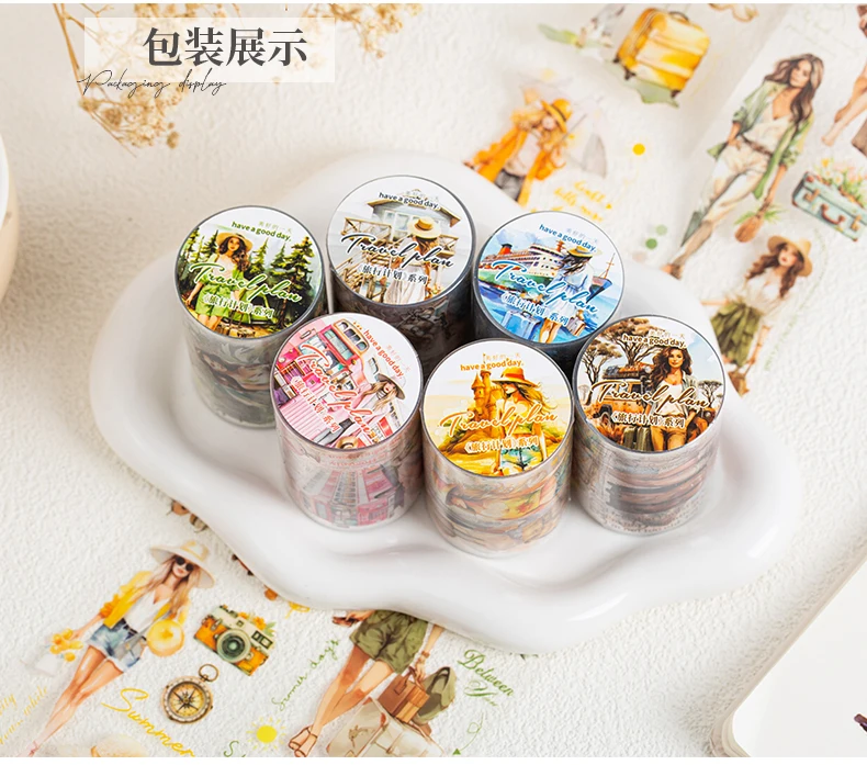 55mm*2m PET Reisenden Klebeband Mädchen Aufkleber Dekorative Collage Kleber Diy Scrapbooking handgemachte Masking Tape – Detail 4