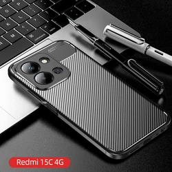 Luxury Business Carbon Fiber Texture TPU Silicone Shockproof Phone Case for Redmi 15C 5G 173.2mm (Black)