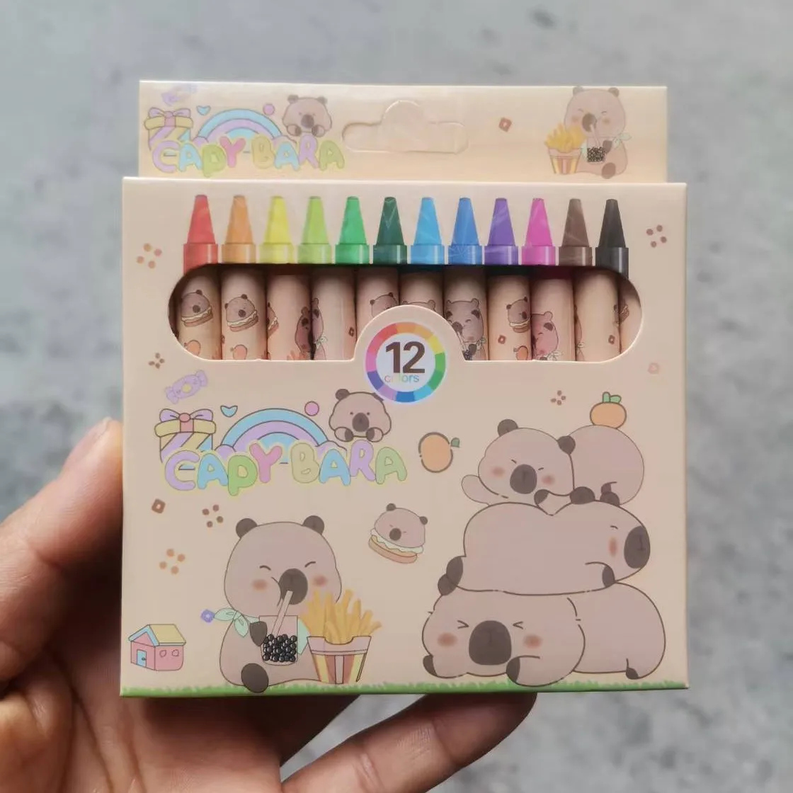 12/36pcs Cute Capybara Crayons 12 Colors 8.8cm Colored Crayon Pencil Painting Graffiti Kid Party Birthday Gift Kindergarten - 6