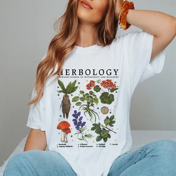 Cotton 100% Hot-selling New Herbology Hogwarts School of Of Women's Round-neck Short-sleeved T-shirt Aesthetic Clothes Graphic 1