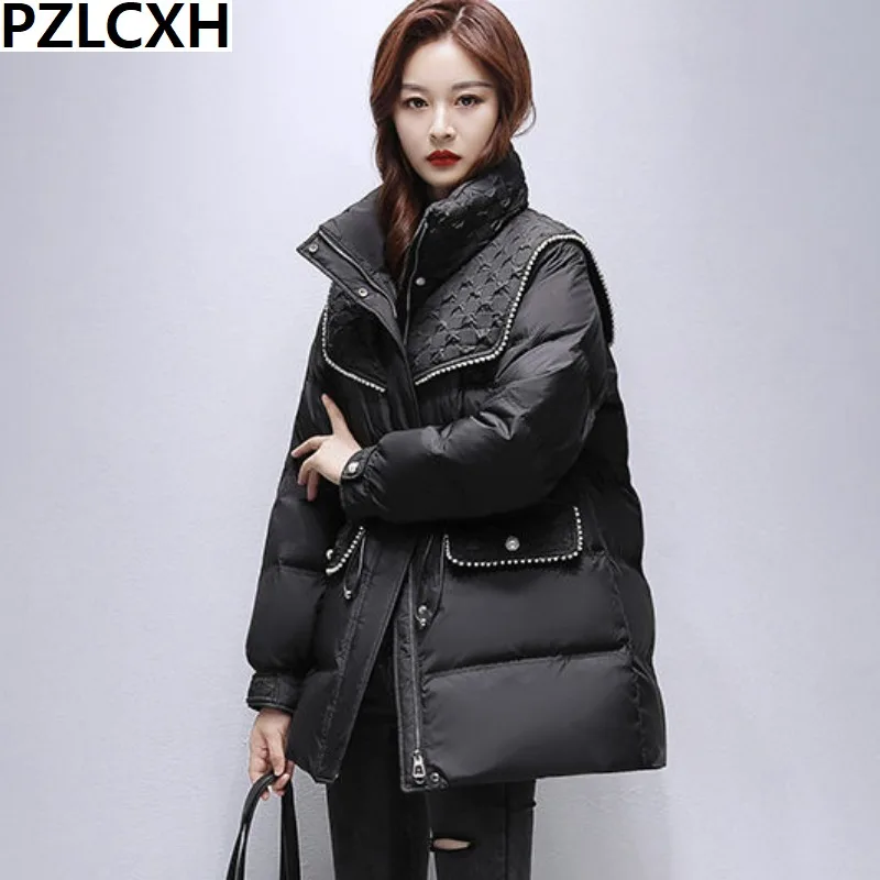 Women Down Jacket 2023 New Winter Coat Female Loose Large Size Parkas Fashion Stand Collar Outwear Warm Thickened Overcoat S-L qaziqiland warm down jacket for women autumn winter 2023 fashion casual loose coat chic long sleeve stand collar parkas outwear