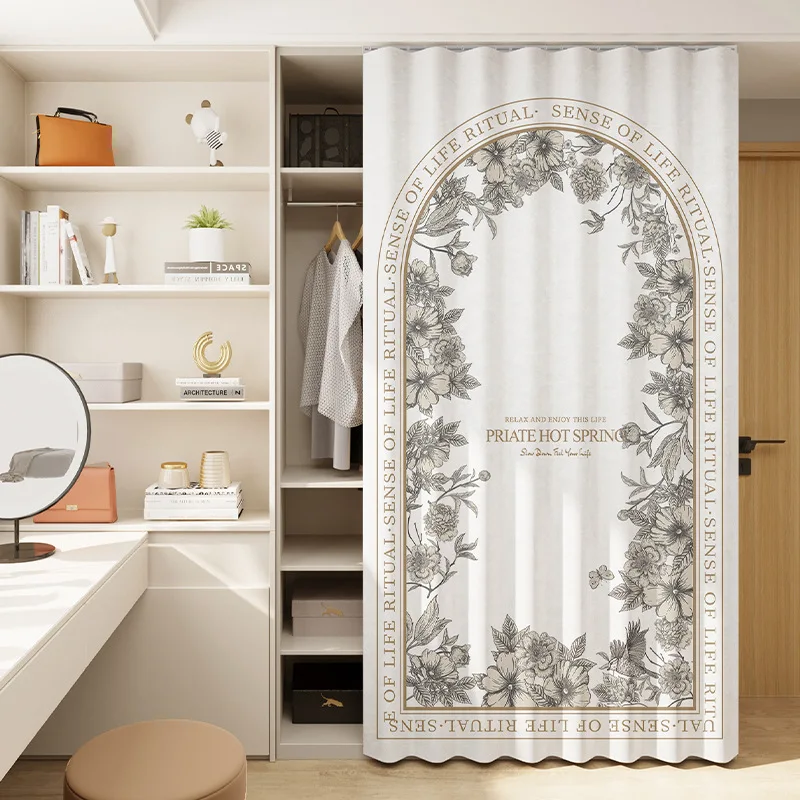 

Wardrobe cabinet shelter American style cloakroom dustproof cloth bookshelf shoe rack non perforated hanging curtain