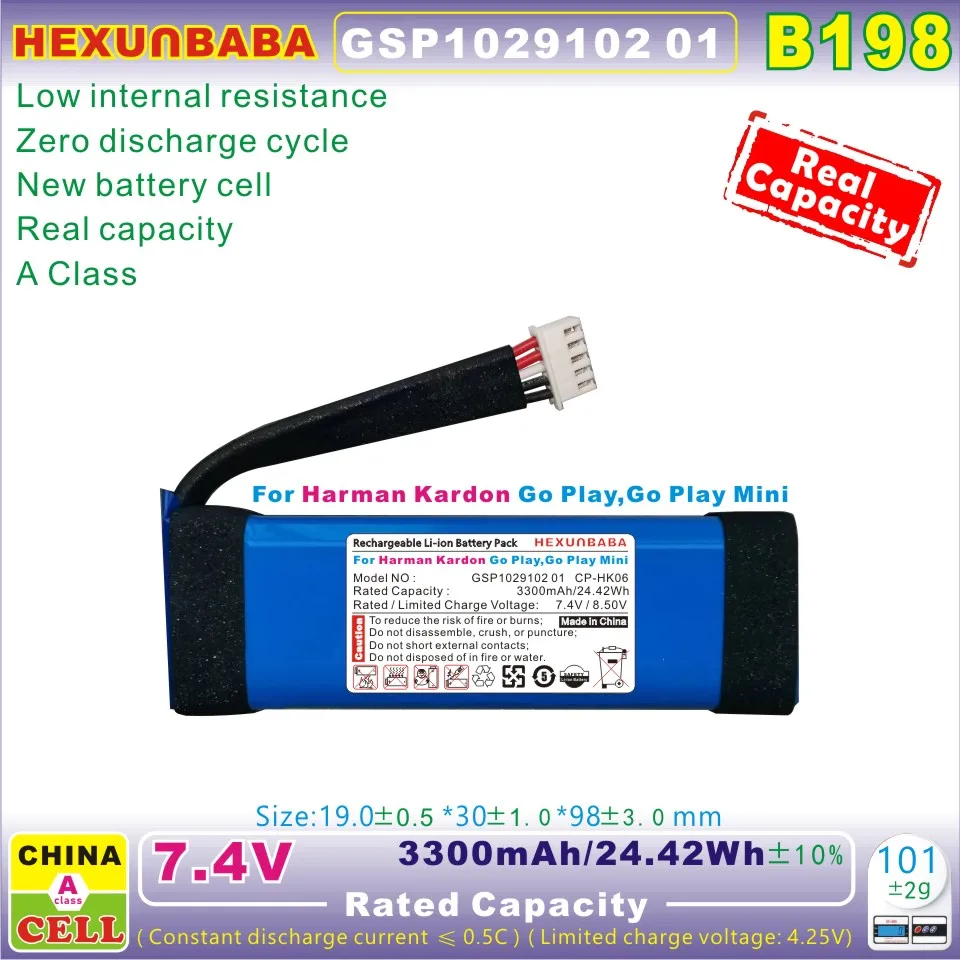 NoName Batteria per Harman Kardon CP-HK06, Go Play ecc. 3000mAh, 7,4V